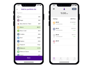 This screen shows how to buy bitcoin with a bank account in the Abra app