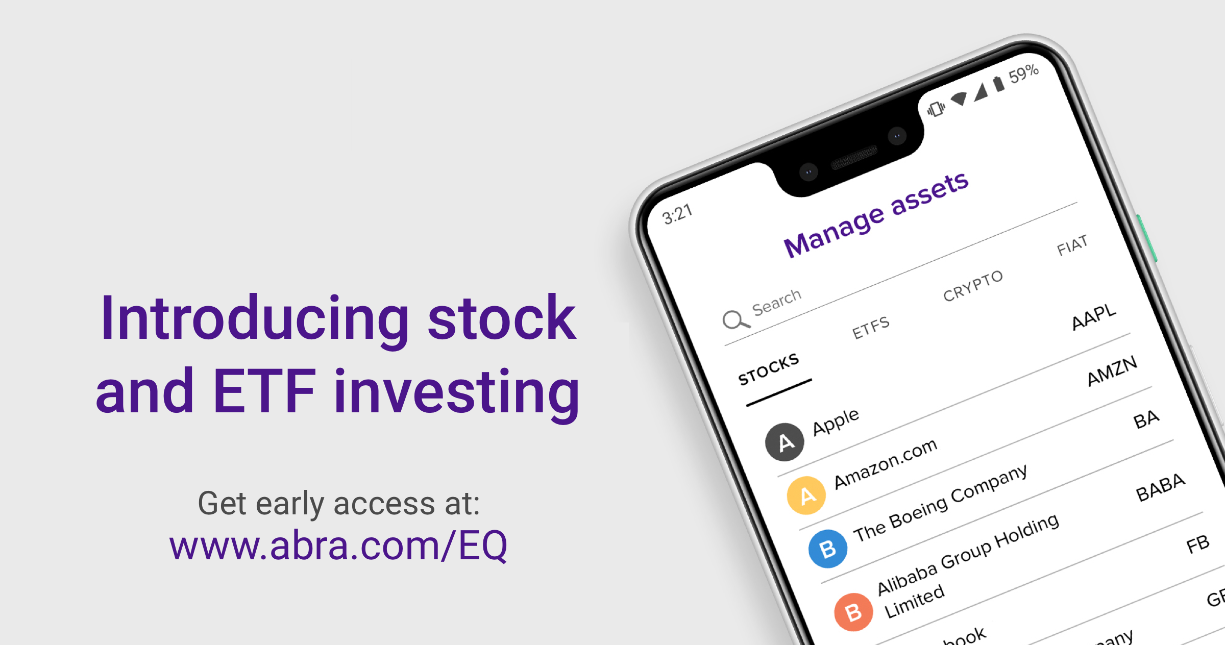 stock and ETF investing on Abra