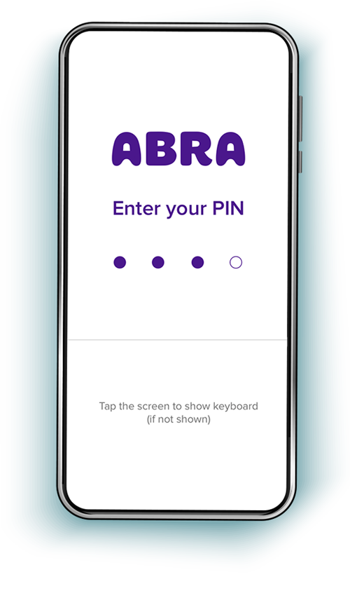 Abra PIN screen